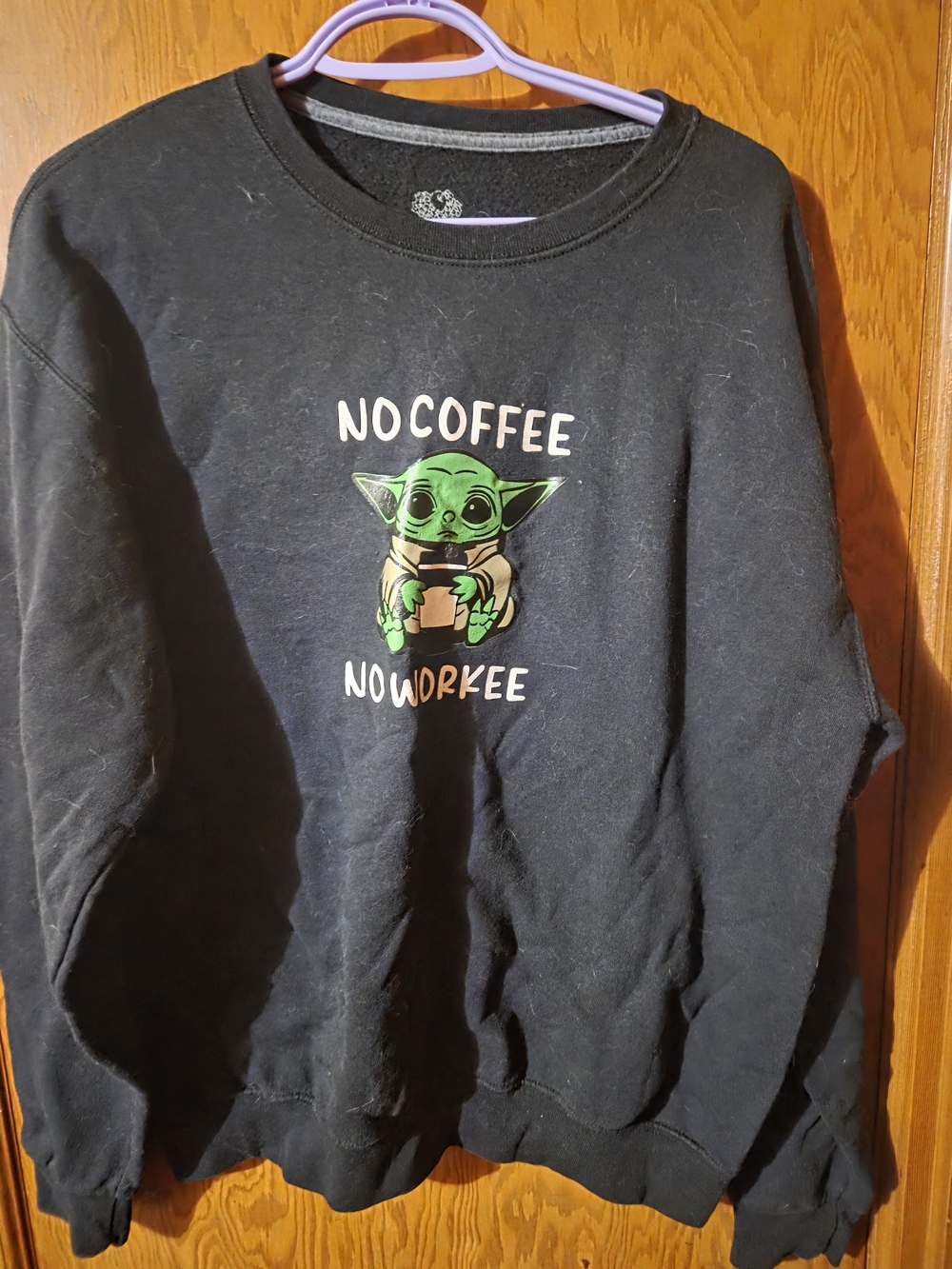 Fruit of the Loom Black Crewneck Sweatshirt with Green Character Graphic